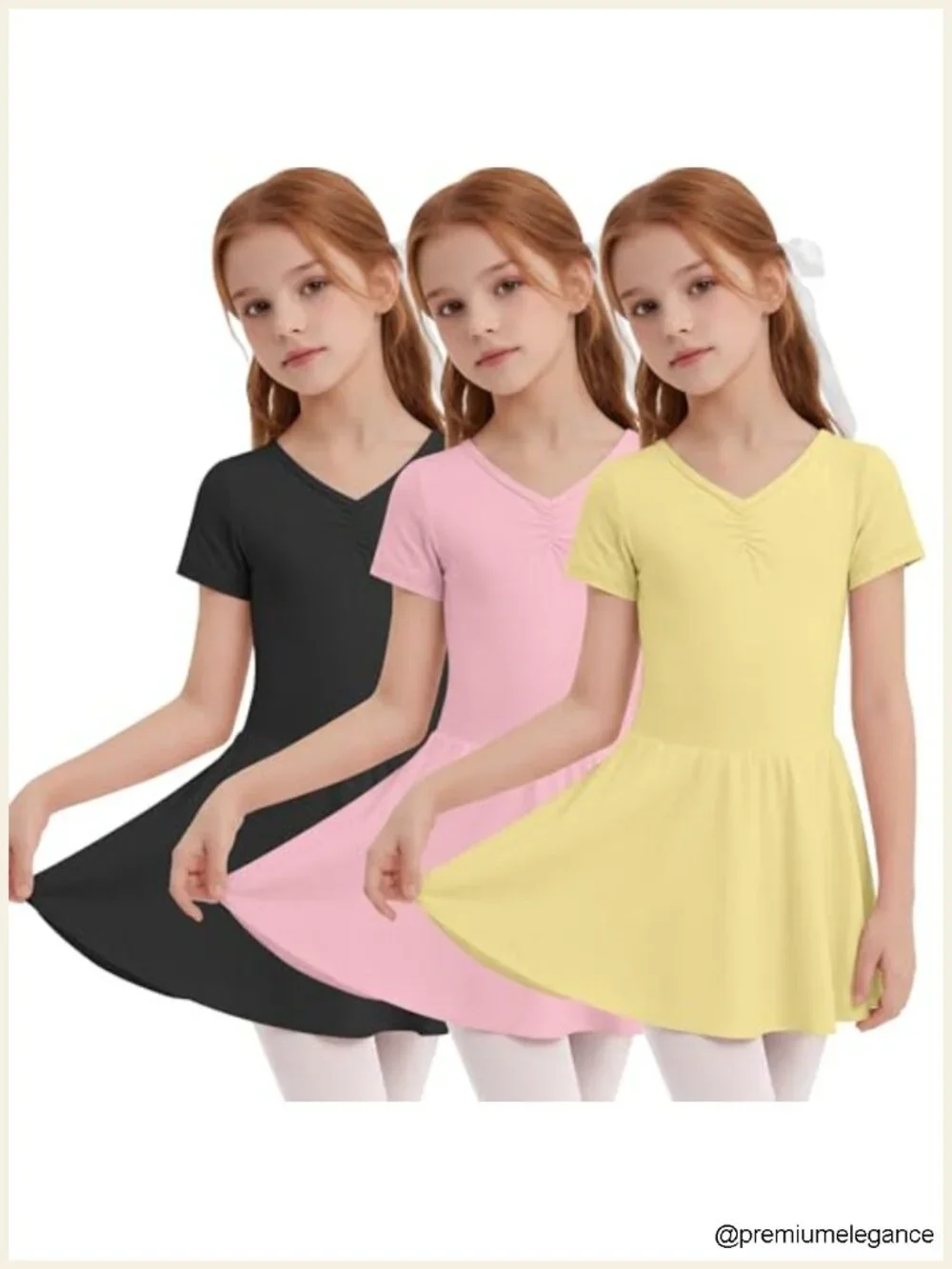 3 Pack Girls Ballet Leotards Short Sleeve V Neck Dance Dress Toddler Soft